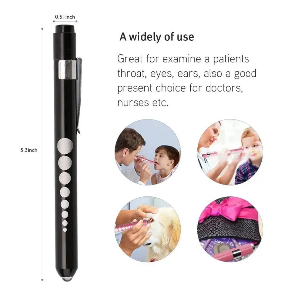 Inspection LED Flashlight White Light with Pupil Gauge and Ruler Medical Pen Lights