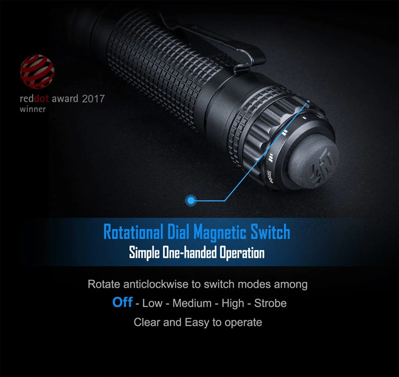 Nextorch Ta30t Tactical Flashlight Strobe Light with Pocket Clip