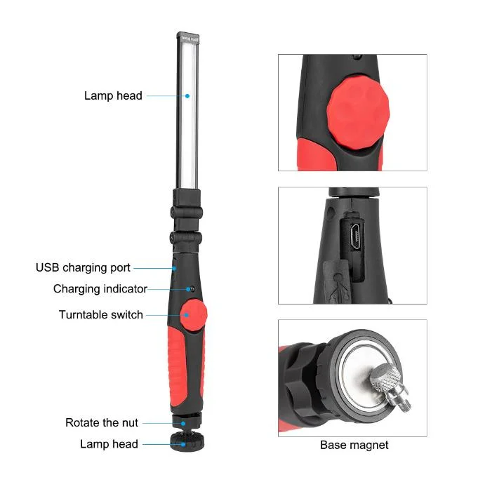 Goldmore11 Best Selling 3W Inspection Light Rechargeable Portable Magnetic Base COB LED Work Light